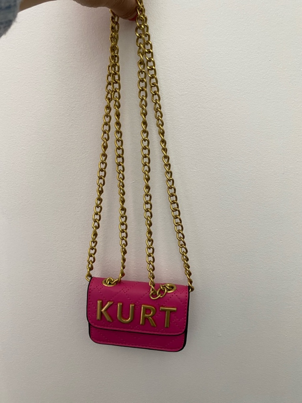 Kurt Geiger Hot Pink Mini Crossbody with Gold Chain